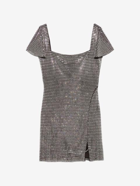 self-portrait embellished flared-sleeve dress