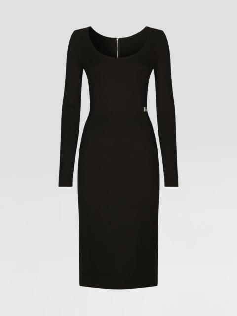 Dolce & Gabbana Milano rib calf-length dress with DG logo
