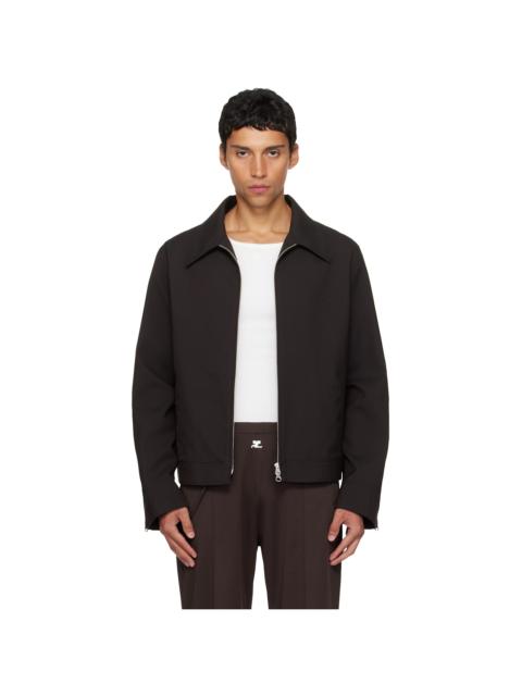courrèges Brown Embroidered Zipped Twill Jacket