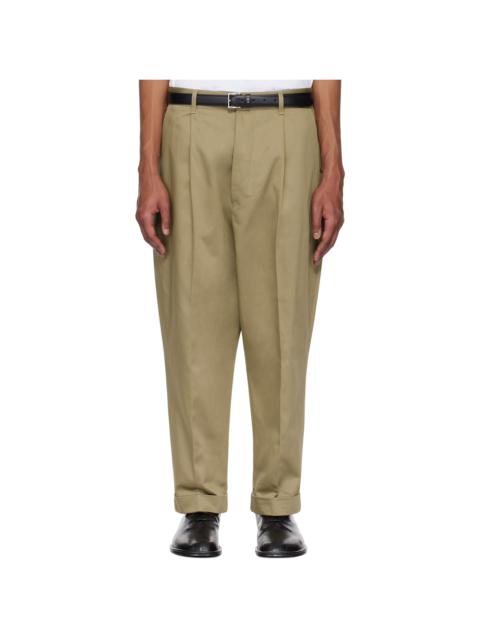 AMI Paris Khaki Cotton Carrot Oversized Trousers