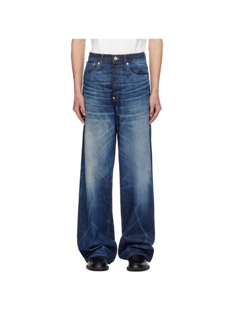 KENZO Navy Kenzo Paris Turn Up Wide Fit Jeans