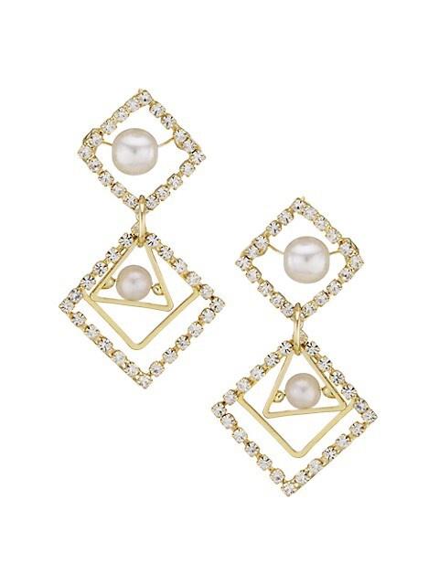 Rosantica Zelda Goldtone, Faux Pearl, & Crystal Geometric Drop Earrings