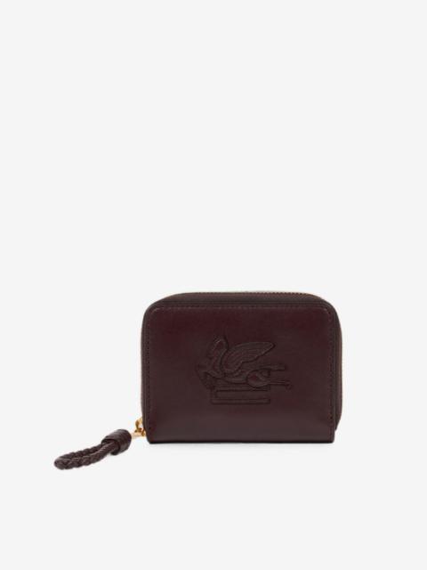Etro Libra compact zip-around leather wallet wih Pegaso