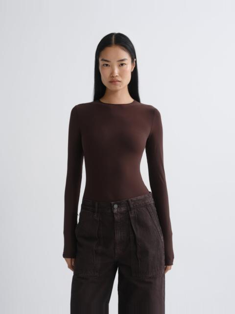 AGOLDE AURA LONG SLEEVE BODYSUIT IN CHOCOLATE