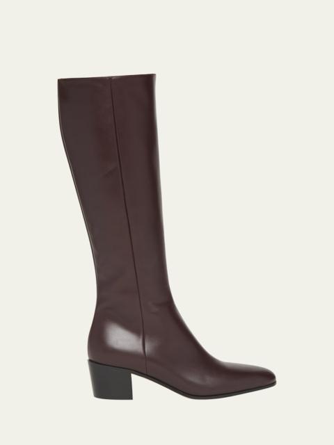 Gianvito Rossi Leather Block-Heel Knee Boots