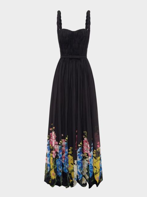 LEO LIN Angelina Ruched Floral-Print Maxi Dress
