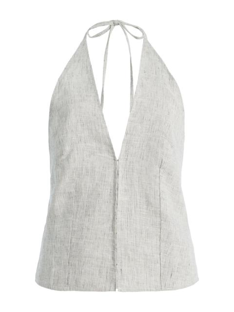 DEIJI STUDIOS Close Striped Linen Halter Top white