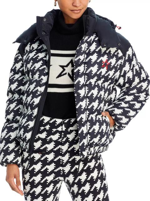 Houndstooth Hooded Puffer Jacket