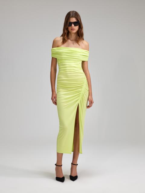 self-portrait Lime Jersey Off-Shoulder Midi Dress