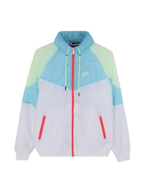 Nike Nike Sports Windproof Colorblock hooded Logo Jacket Blue White Bluewhite AR2210-101
