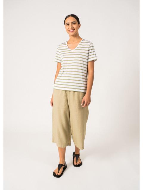 SAINT JAMES RAMATUELLE V-Neck Breton Striped Top with Short Sleeves | Soft Cotton | Women Fit