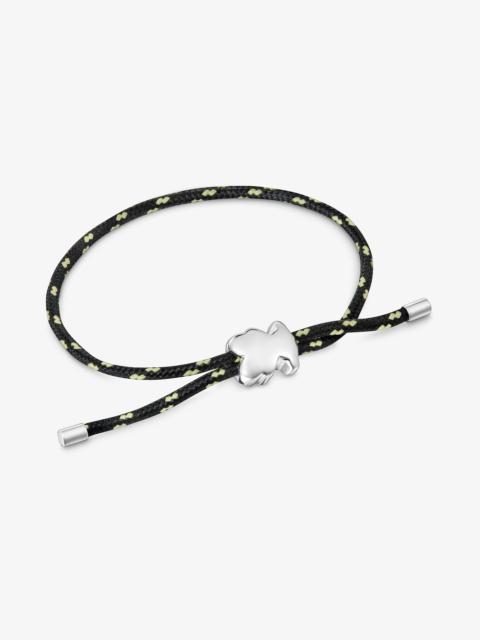 TOUS Silver and black nylon bear Bracelet TOUS Bold Motif