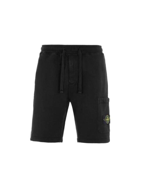 Stone Island Stone Island 64651 Cotton Fleece Garment Dyed Shorts Black