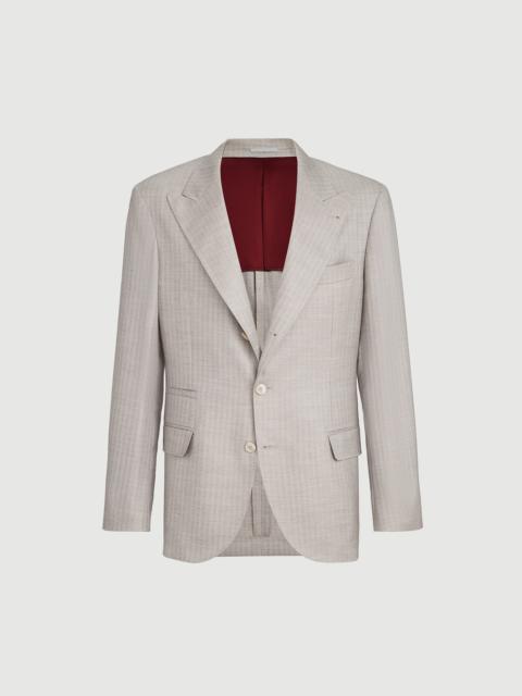 Brunello Cucinelli Cashmere and silk chevron deconstructed blazer with peak lapels