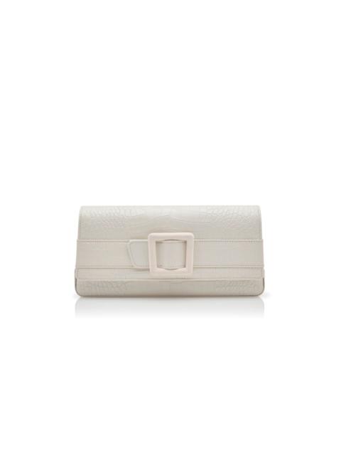 Manolo Blahnik Light Cream Calf Leather Buckle Clutch