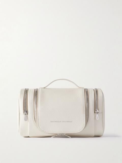 Brunello Cucinelli Textured-leather cosmetics case White