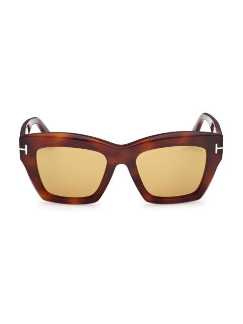 TOM FORD Women's Luna 52MM Butterfly Sunglasses - Green Havana