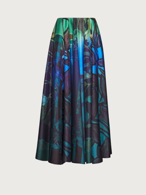 FERRAGAMO HAND-PRINTED SILK SKIRT