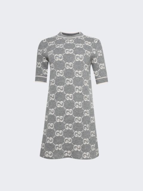 GUCCI Gg Wool Boucle Jacquard Dress Grey
