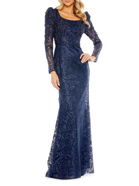 MAC DUGGAL Women's Appliqué Mermaid Gown - Midnight