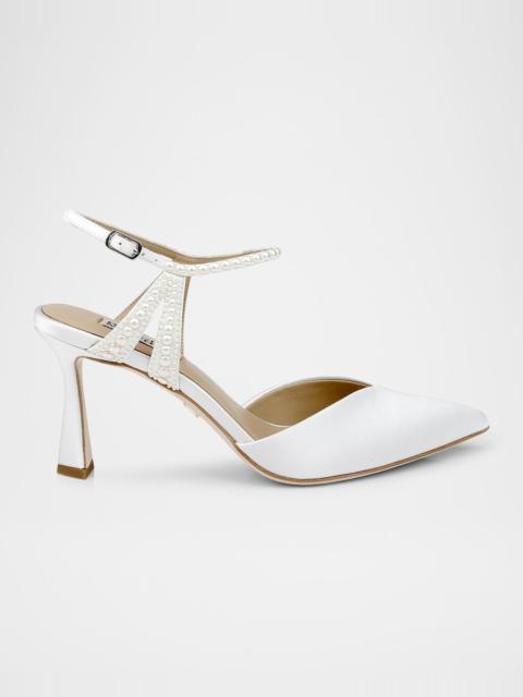BADGLEY MISCHKA Destinee Pearly Pointed Satin Pumps
