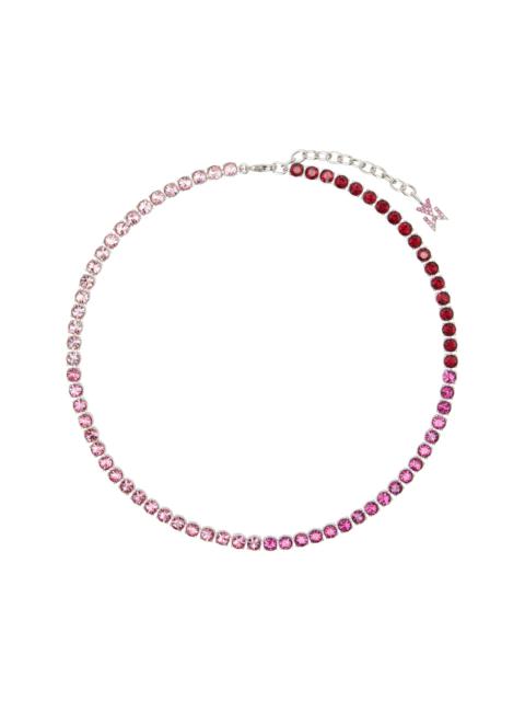 Amina Muaddi Silver & Pink Tennis Necklace