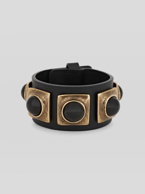 Etro MAXI LEATHER BRACELET WITH STUDS AND STONES