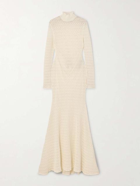 TOM FORD Crocheted turtleneck gown