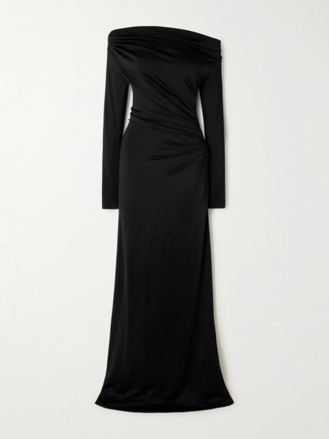 Victoria Beckham Off-the-shoulder Draped Satin Gown