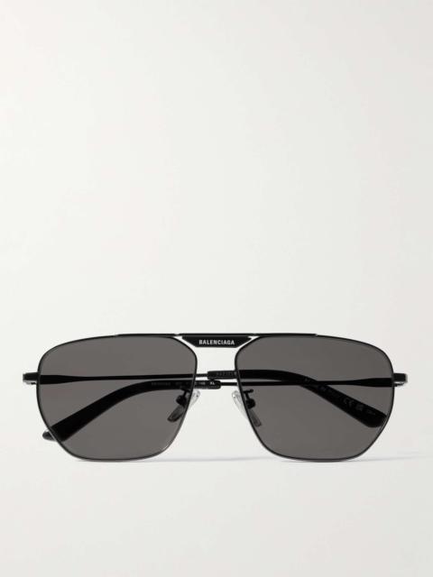 BALENCIAGA Tag 2.0 Aviator-Style Gunmetal-Tone Sunglasses