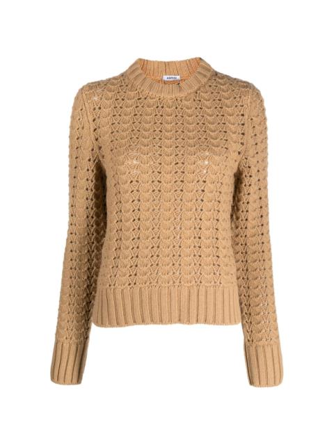 crew-neck pointelle-knit jumper