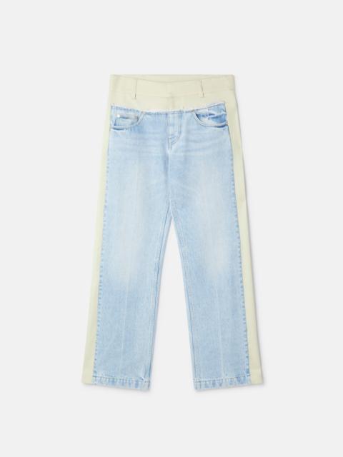 Two-Tone Panelled Straight Leg Jeans