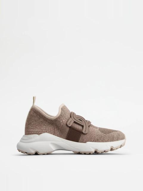 Tod's SLIP-ON SNEAKERS IN WOOL-BLEND TECHNICAL FABRIC - BEIGE