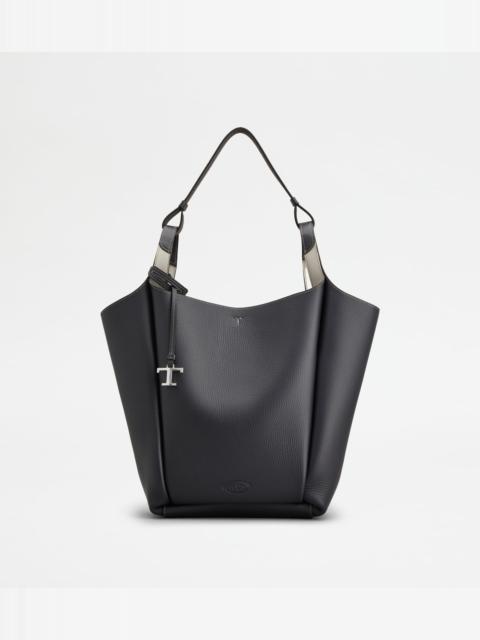 Tod's BUCKET BAG IN LEATHER MEDIUM - BLUE, GREY