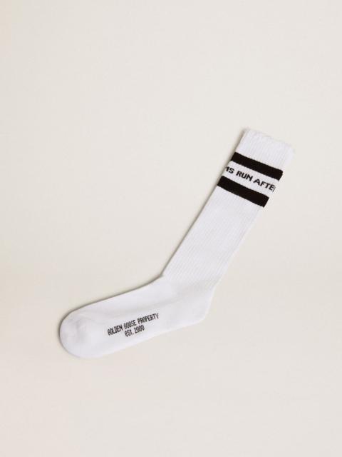 Cotton socks with distressed finishes, knee-high effect
