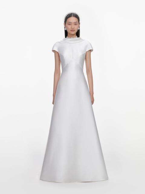 self-portrait White Taffeta Collared Maxi Dress