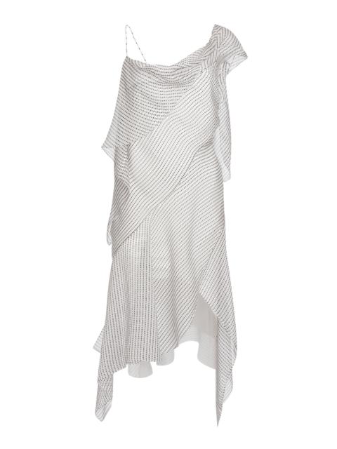 Draped Silk Midi Dress ivory