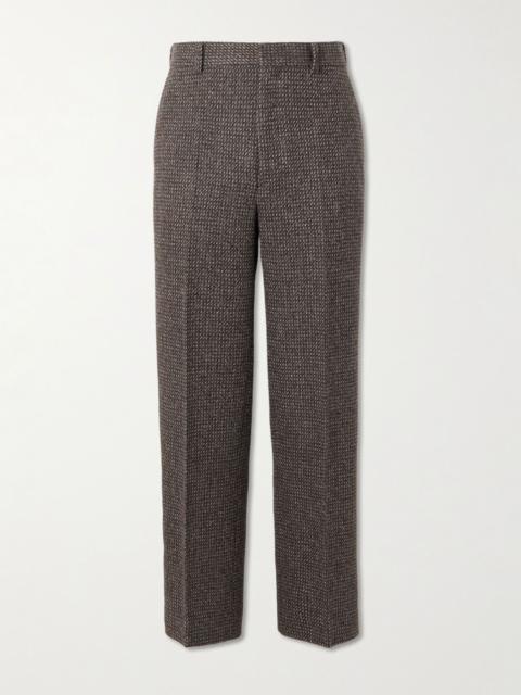 AURALEE Straight-Leg Wool, Alpaca and Silk-Blend Tweed Trousers Brown