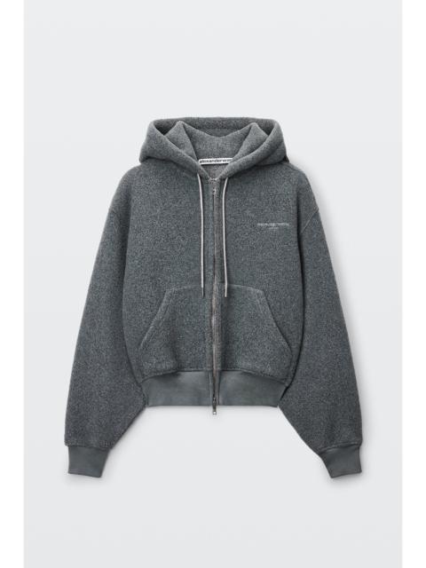 Alexander Wang crystal hotfix drawcord shrunken zip-up hoodie
