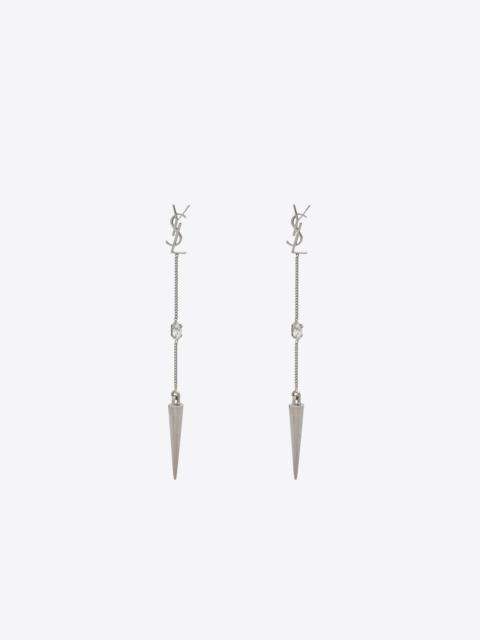 opyum ysl rhinestone spike earrings in metal