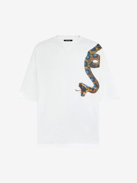 Roberto Cavalli Oversized T-shirt with Snake Print