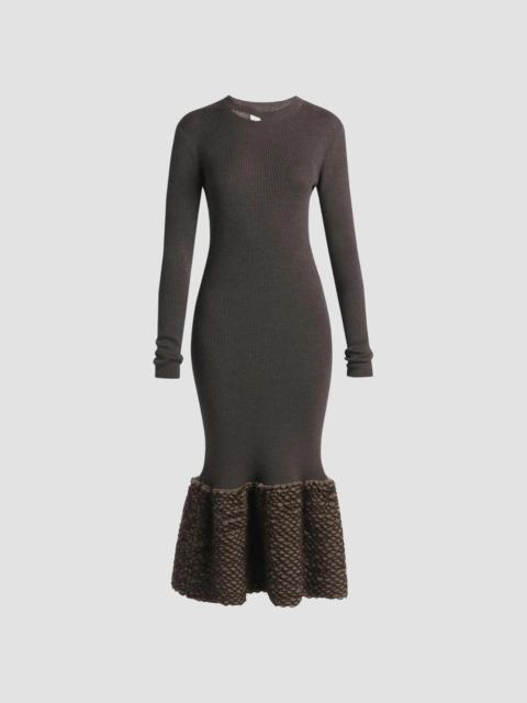 Alexander McQueen Women's Wool Knit Scallop Midi Dress - Brown