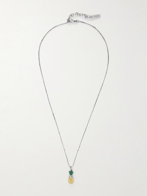 SAINT LAURENT Pineapple Silver-tone And Enamel Necklace