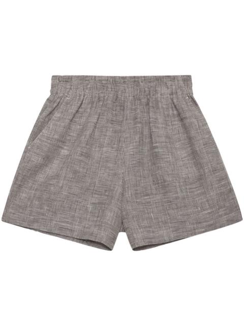ANINE BING check-print linen shorts