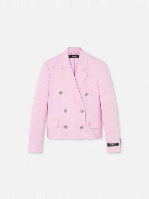 VERSACE Malfilé Crop Double-Breasted Blazer