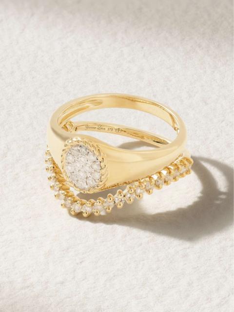 Yvonne Léon Mini Chevalière + Alliance set of two 9-karat gold diamond rings Gold