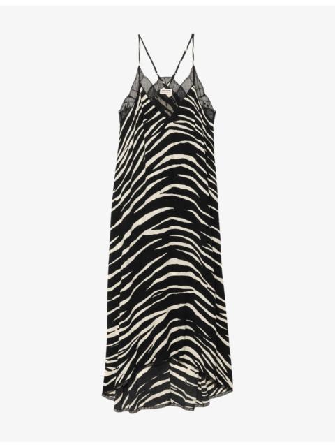 Zadig & Voltaire Risty Lace-Trim Woven Midi Dress