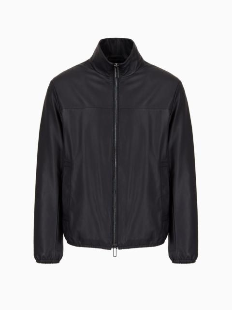 Semi-aniline nappa lambskin blouson with full-length zip