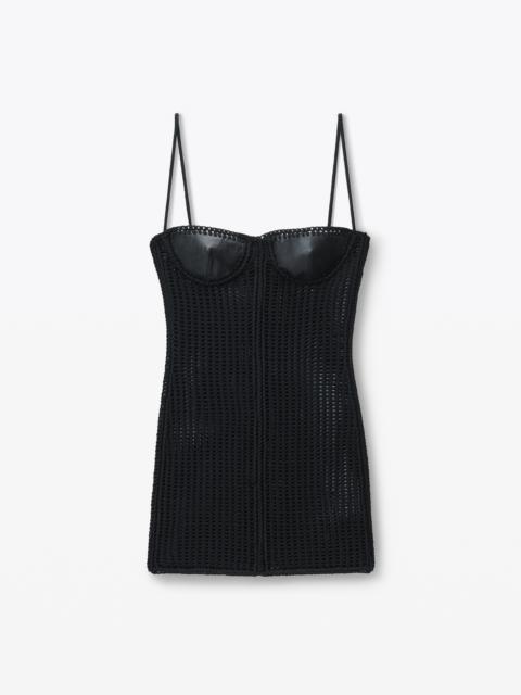 Alexander Wang Crochet Minidress with Leather Bust