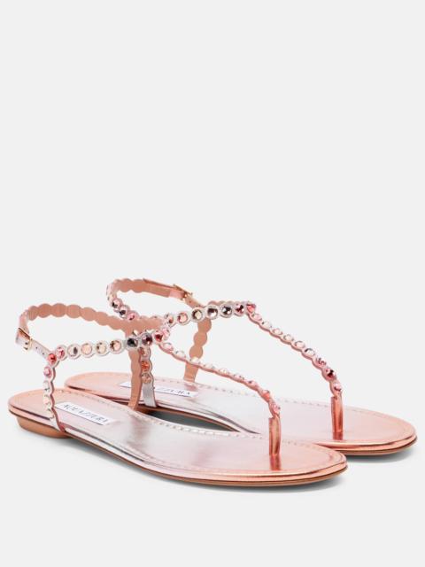 AQUAZZURA Tequila embellished leather thong sandals